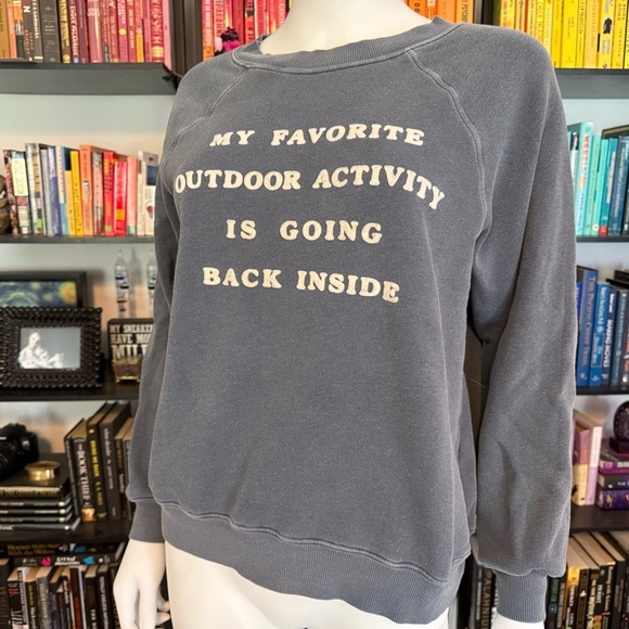 Wildfox Heather Blue Gray Fleece Sweatshirt - Picture 2 of 7